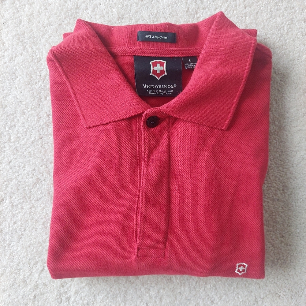 Victorinox Swiss Army Knife Polo Shirt, Men's L, 100% Cotton, Made in Hong Kong